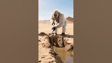 Gorilla saved the orange plant from drying up by watering it from the pond.#ai #tree #save #watering