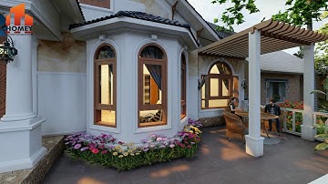 Biệt thự 1 tầng tân cổ điển mái chéo tại Thái Bình