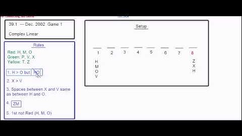 LSAT Logic Game 39.1 -- Dec. 2002 Game 1