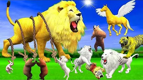 Giant Mammoth Elephant Cow Vs Giant Wild Boar Vs 5 Giant Lion Tiger Wolf Cub Saved By Woolly Mammoth