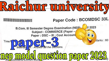 Raichur university b.com 3rd semester commerce nep model question paper 2023