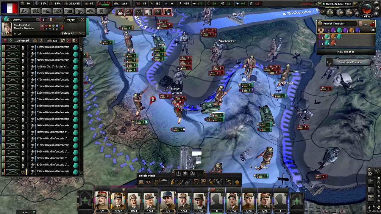 Battle of France HOI4 Multiplayer 40w inf defense YouTube