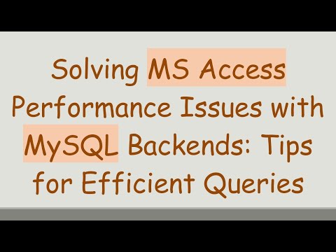 Solving MS Access