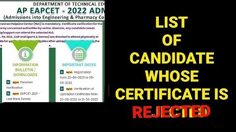 LIST OF CANDIDATE WHOSE CERTIFICATE IS REJECTED