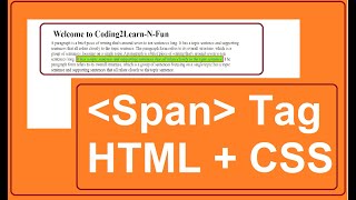 #HTML #CSS || Learn SPAN TAG || Format Text with SPAN TAG || Inline Change of Font with Span Tag.
