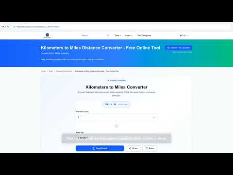 Convert km to Miles Easily | Free Online Calculator