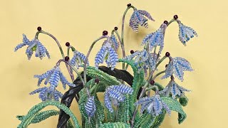 Пролеска/сцилла из бисера МК от Koshka2015 - цветы из бисера,  бисероплетение Beaded flowers DIY