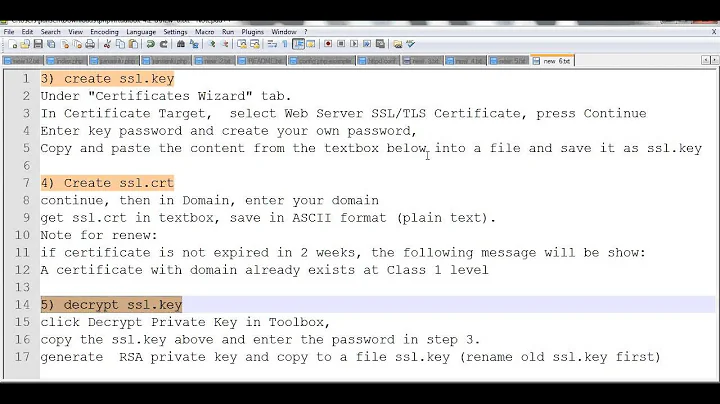 Install SSL in Apache, renew startssl