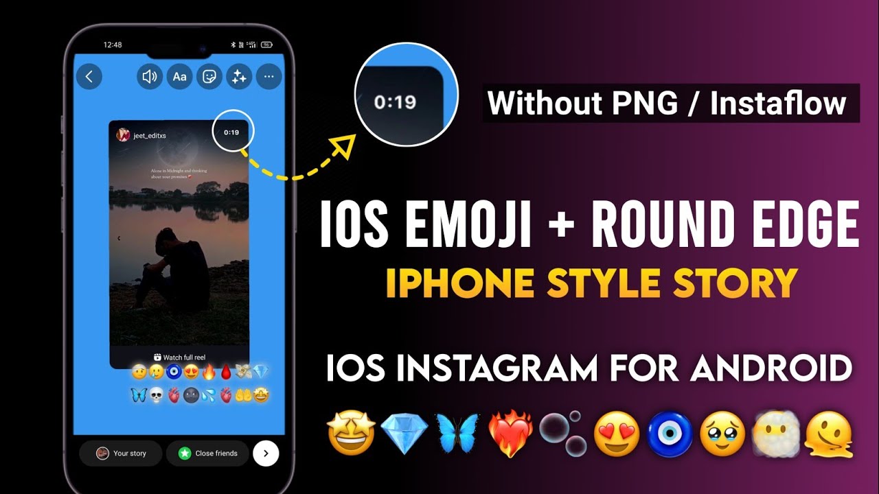 Round Edge Story + iOS Emoji without Instaflow / PNG | iOS Emoji ...