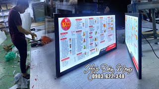 Xuất xưởng - Hộp đèn Led Menu Siêu Mỏng đặt quầy, làm theo size yêu cầu