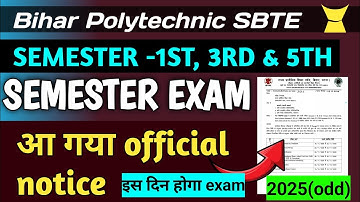 Semester Exam 2025(Odd) | Semester- 1st, 3rd & 5th | SBTE Official Notice is out 📢 | Complete inf...