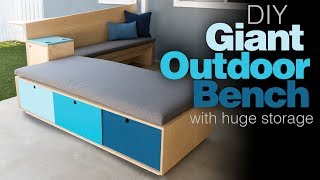 Santa Fe 62″ Entertainment Wall Outdoor Storage Bench / How To Build Patio Furniture / Woodworking