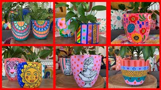 hand painted pots for garden decoration