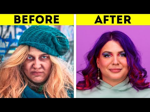 Superb Makeup And Hair Hacks || Amazing homeless transformation!