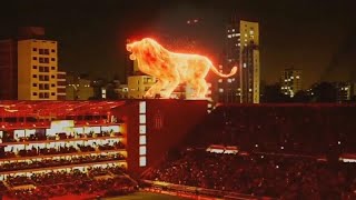 Hologram aslan 'kükredi': Renkli stadyum açılışında görsel şölen Resimi