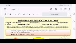 DOE, WORKSHEET 3,Class 10th, MATHS, ENGLISH MEDIUM, 9/7/2021