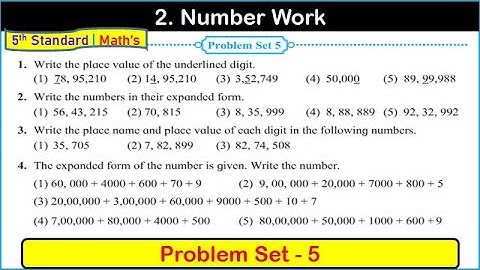 Problem set 5 | chapter 2 | Number Work | class 5 maths | Maharashtra State Board,