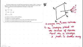 Four equal charges q are kept fixed at the vertices of a square charge q1 is kept at the center of