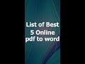 List of Best 5 Online Pdf to Word Converters | pdf to word converters online | #Shorts