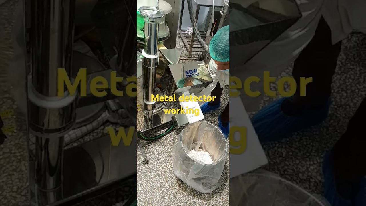 How metal detector detects metal in tablets manufacturing. Used in pharmaceutical.