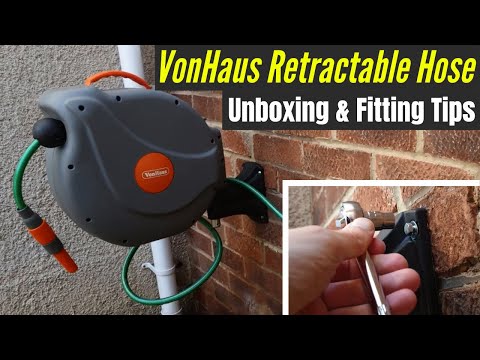 VonHaus Retractable Hose - Unboxing & Fitting Tips! Robust Wall Mounted 20m Garden Hose Reel