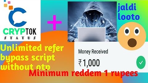 Cryptok status unlimited coin adder script | Refer bypass script without number