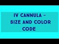 iv cannula  color code and size
