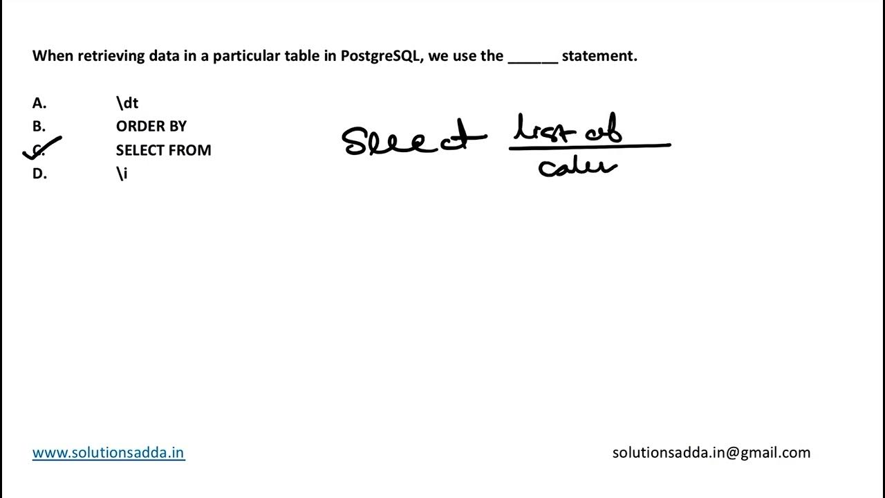 NICNIELIT STA 2020 DBMS POSTGRESQL TABLES NIC TEST SERIES