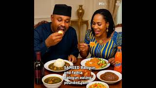 Saheed Balogun And Fathia Balogun Eating Pounded Yam Nd Egusi Soup