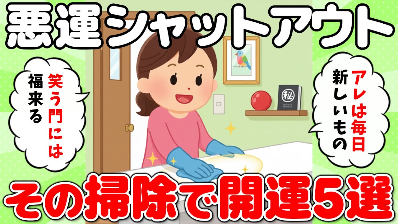 2ch掃除まとめ‼【即効開運】悪い運気をシャットアウト！あなたの掃除とアレを変えるだけ!?の開運術５選！【有益】