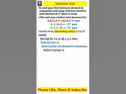 selection sort in C - YouTube