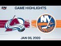 NHL Highlights | Avalanche vs Islanders – Jan. 6, 2020