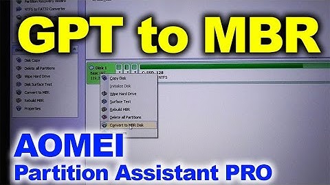 Lossless conversion from GPT to MBR, UEFI to Legacy (AOMEI Partition Assistant Pro)