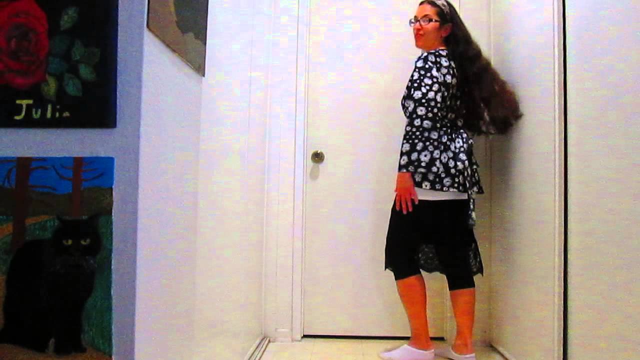 Wearing The Lacy Black Skirt Over Capri Leggings
