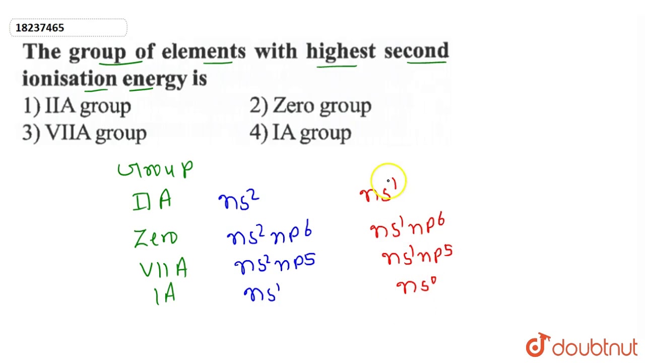 The Group Of Elements With Highest Second Ionisation Energy Is - Youtube The Group Of Elements With Highest Second Ionisation Energy Is - Youtube