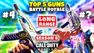 Top 5 BEST Long Range Guns In Season 8 Battle Royale | COD Mobile | Best Gunsmith For Long Range BR