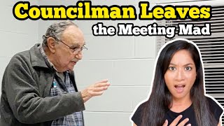 CORRUPT COUNCILMAN LEAVES TOWN HALL MEETING MAD