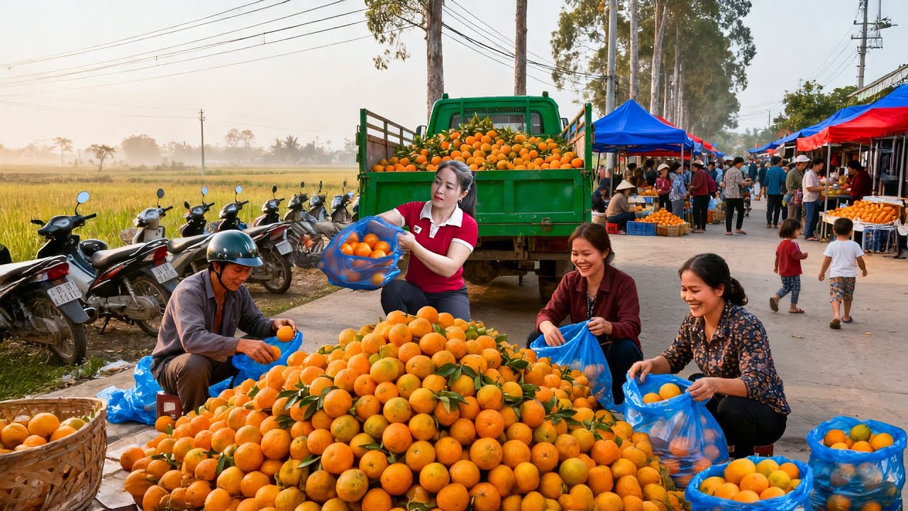 Harvesting & Trucking 2000+ Oranges on High Hills Help Thanh Hien Go to Market Sell | Tieu Hue Daily