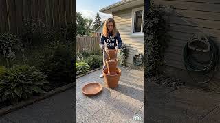 Beautiful DIY Clay Pot Flower Towers with Bird Bath | Easy Garden Project #birdlovers #flowerlovers