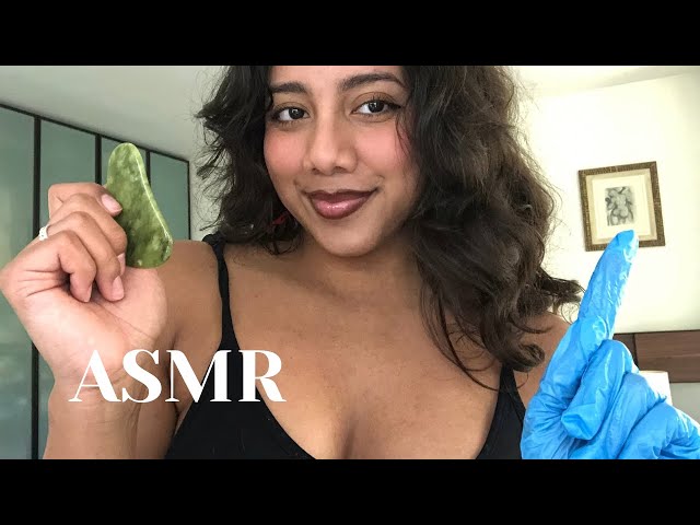 ASMR face massage (gua sha and gloves) 💚🌿