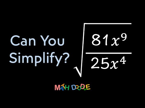Video Simplifying Expression with Square Roots “√(81𝑥^9/25𝑥^4)” | Step-by-Step Algebra - Math Doodle - youtube