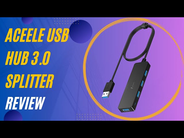 Aceele USB Hub 3.0 Splitter with 4ft Extension Long Cable Cord 4
