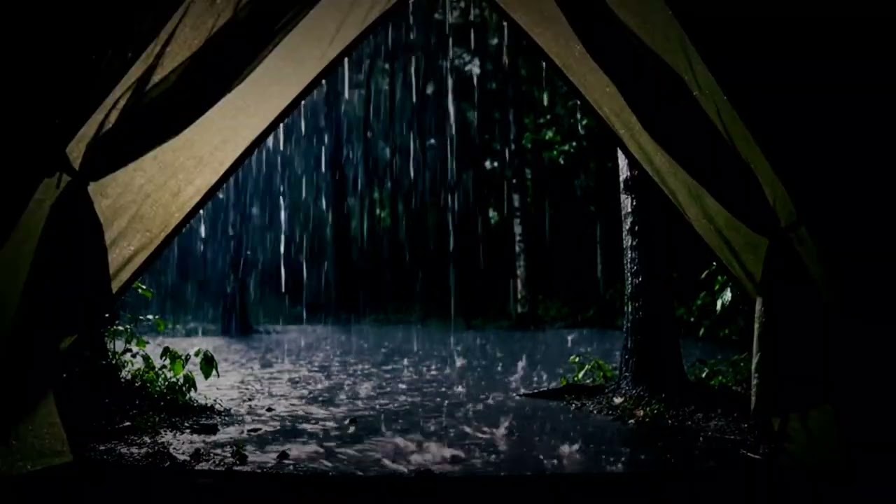 🌧️ Rain Inside the Tent at Night ⛺ | Calm & Peaceful Ambience