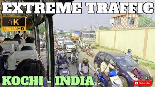 EXTREME INDIAN TRAFFIC IN RUSH HOUR - KOCHI - INDIA - 4K 2024