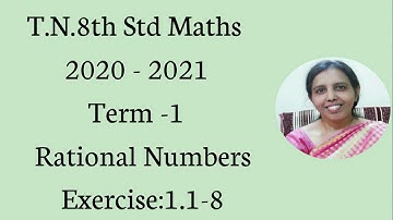 T.N.8th std maths 2020 - 2021 Term -1 Rational Numbers Exercise:1.1 - 8.