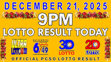 9pm Lotto Result Today PCSO December 21 2025