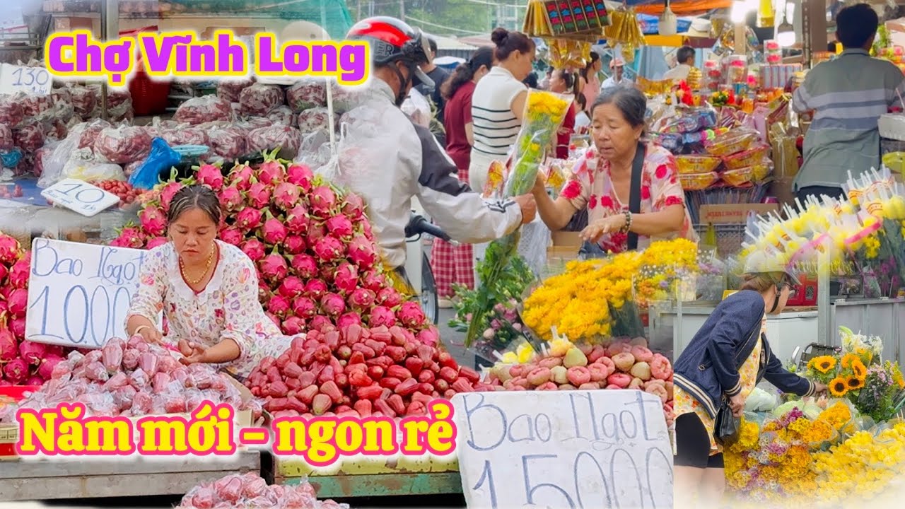 Vĩnh Long| Chợ mùng 6 Tết bán khai trương đông đúc giá rẻ bất ngờ |TrNQ