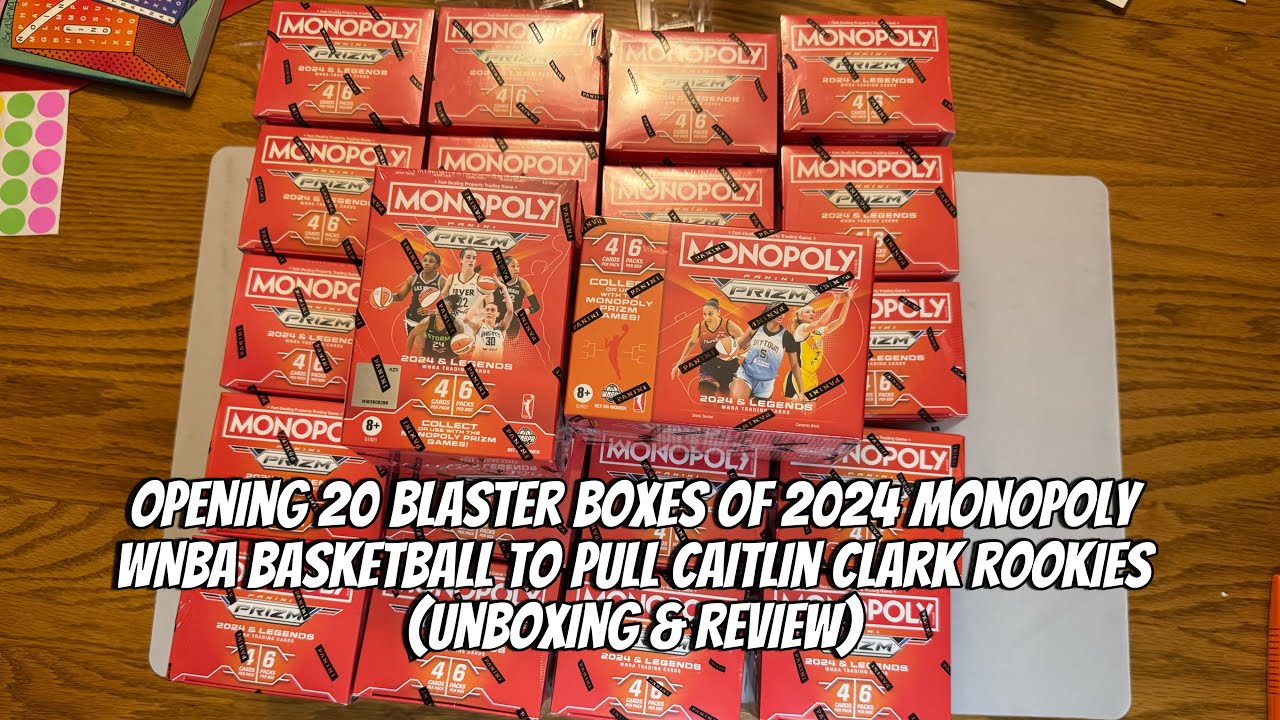 Opening 20 Blaster Boxes of 2024 Monopoly Prizm WNBA Basketball hunting Caitlin Clark Rookies!