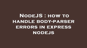 NodeJS : how to handle body-parser errors in express nodejs
