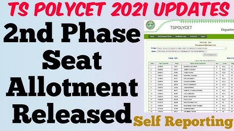 TS POLYCET 2021 2nd Phase Seat Allotment Released//Online Self Reporting Dates